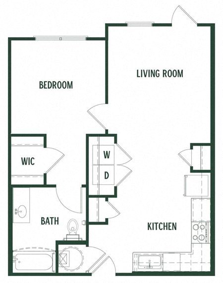 1 bedroom 1 bathroom Dogwood Floor Plan at Arcadia Decatur, Decatur, Georgia