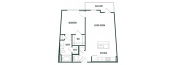 1 bedroom 1 bathroom Elm Floor Plan at Arcadia Decatur, Georgia