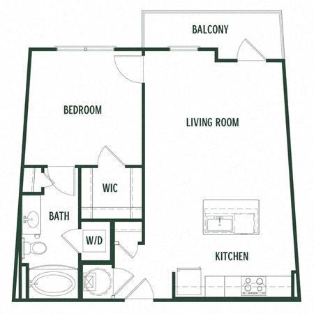 1 bedroom 1 bathroom Elm Floor Plan at Arcadia Decatur, Georgia