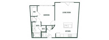 1 bedroom 1 bathroom Hawthorn Floor Plan at Arcadia Decatur, Decatur