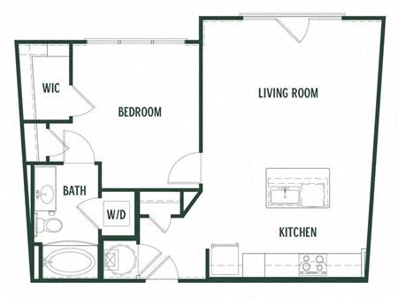 1 bedroom 1 bathroom Hawthorn Floor Plan at Arcadia Decatur, Decatur