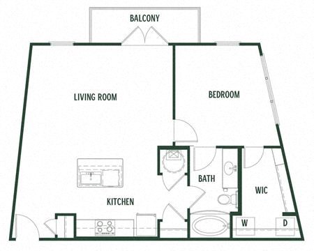 1 bedroom 1 bathroom  Laurel Floor Plan at Arcadia Decatur, Decatur, 30030