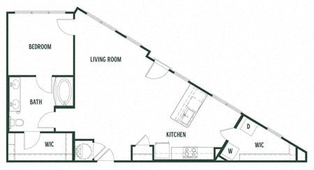 1 bedroom 1 bathroom  Longleaf Floor Plan at Arcadia Decatur, Decatur