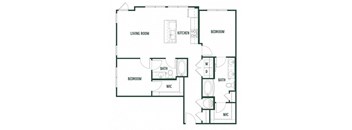 2 bedroom 2 bathroom Scarlet Floor Plan at Arcadia Decatur, Georgia, 30030