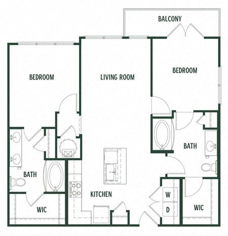 2 bedroom 2 bathroom  Shortleaf Floor Plan at Arcadia Decatur, Decatur, GA