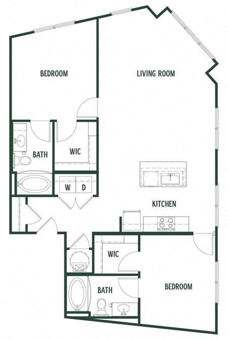 2 bedroom 2 bathroom  Silverbell Floor Plan at Arcadia Decatur, Decatur, Georgia