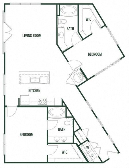 2 bedroom 2 bathroom Sugarberry Floor Plan at Arcadia Decatur, Georgia