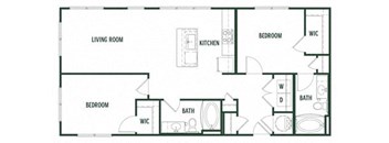 2 bedroom 2 bathroom Sycamore Floor Plan at Arcadia Decatur, Georgia