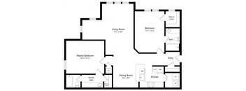 2BedroomB Floor Plan at Indigo Apartments, Gainesville, 30504