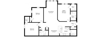 3BedroomA Floor Plan at Indigo Apartments, Gainesville, Georgia