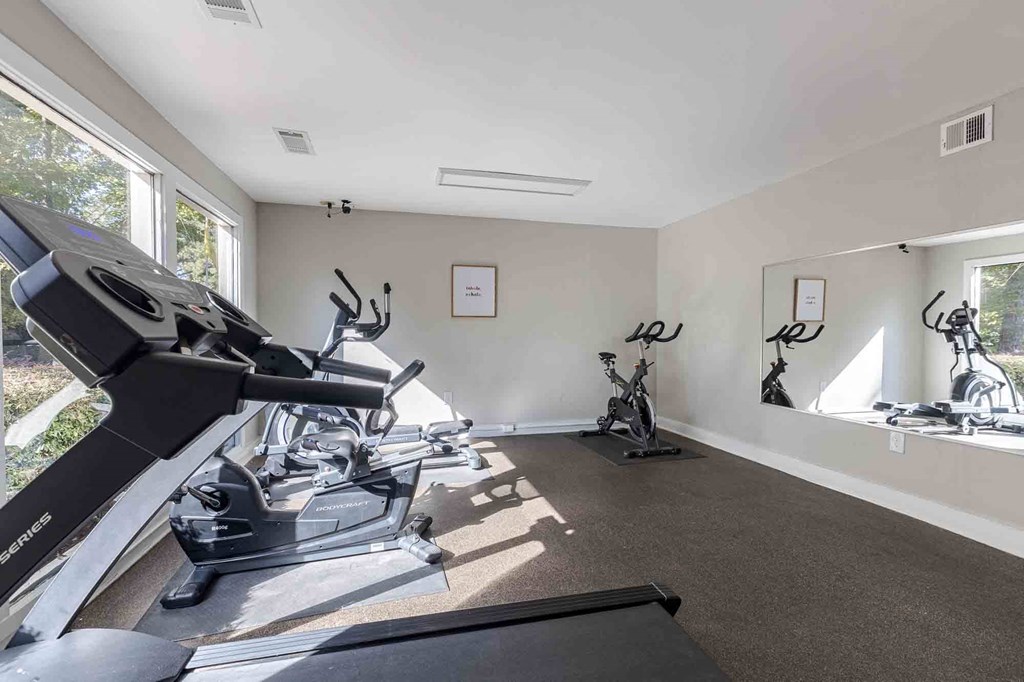 A room with treadmills and exercise bikes. at Grove at St. Andrews, South Carolina