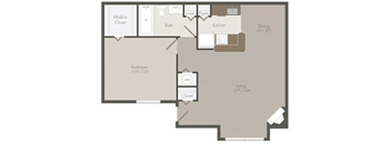 1 bed 1 bath floor plan B at Grove at St. Andrews, Columbia, SC, 29210