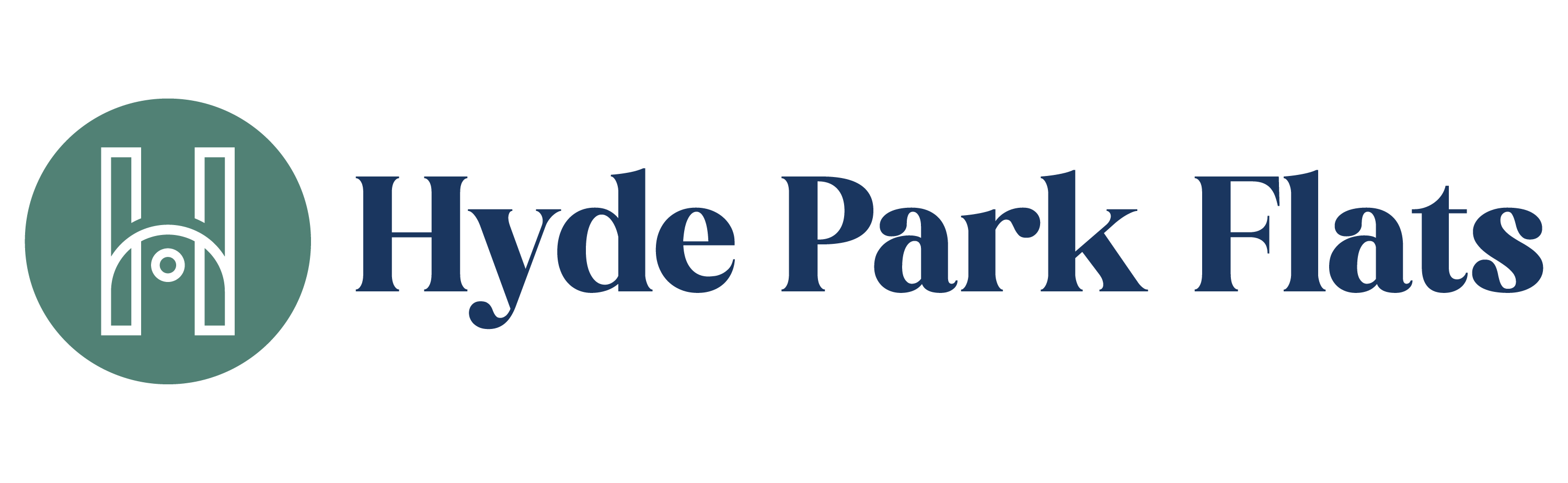 The image is a logo for Hyde Park Flats.