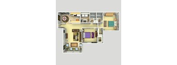 2 Bed 2 Bath Floor Plan at Magnolia Place at Stockbridge Apartments, Stockbridge, GA, 30281