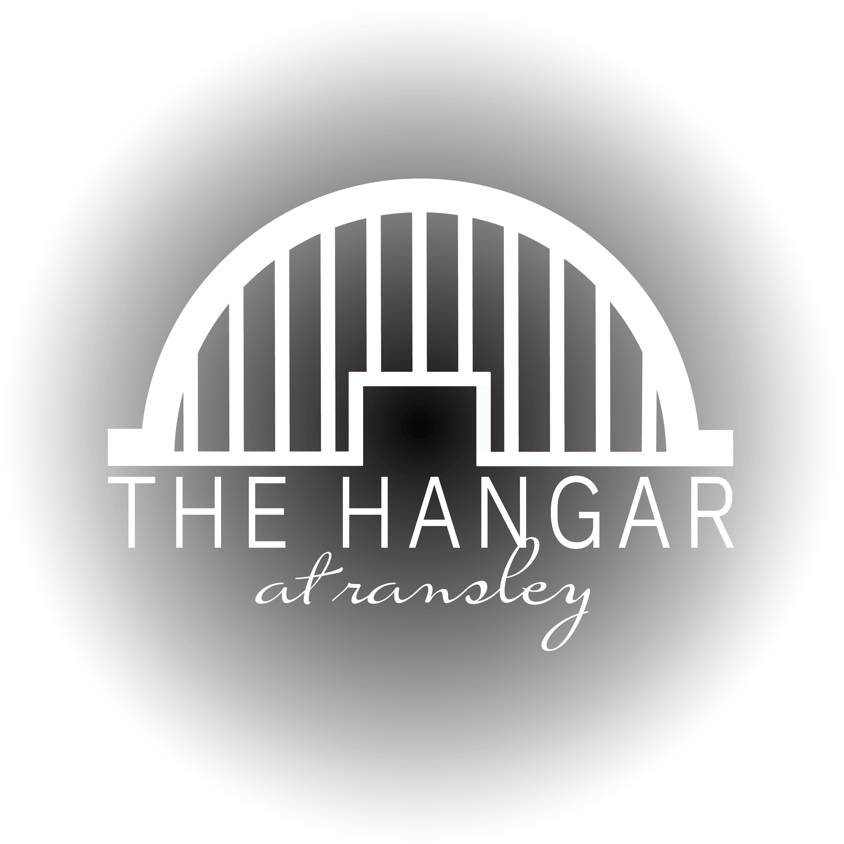 A logo with a building and the words "The Hangar at Tramsley".