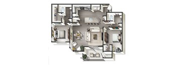 2 bed 2 bathroom B Amsterdam Floor Plan at Century Belmont Station, Louisville, KY, 40243