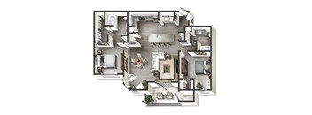 2 bedroom 2 bath A Rio Floor Plan at Century Belmont Station, Kentucky, 40243