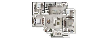 2 bed 2 bathroom C Los Angeles Floor Plan at Century Belmont Station, Louisville, KY