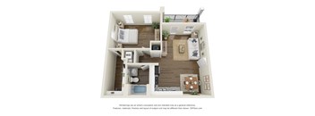 1 Bed 1 Bath Floor Plan  at Highland Hills Apatrtments, Grovetown, Georgia