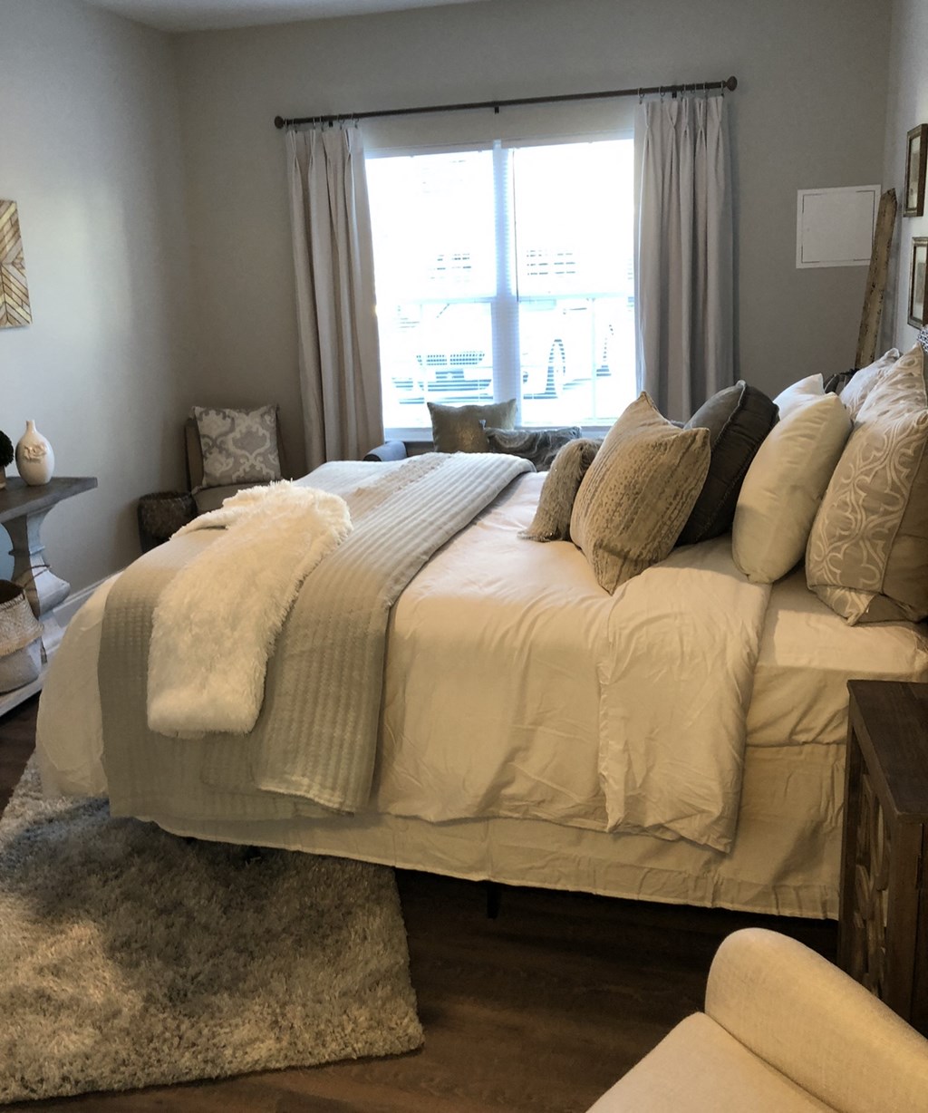 Bedroom With Expansive Windows  at Highland Hills Apatrtments, Grovetown, Georgia