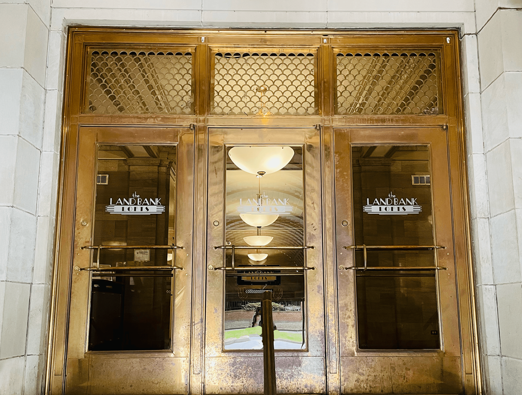Land Bank Lofts in Columbia SC with unique historic entryway