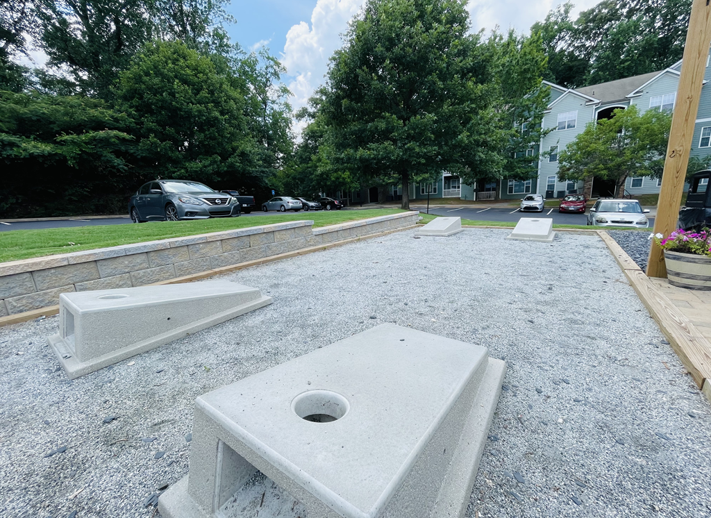 Edgewater Vista, Decatur Georgia, resident cornhole field