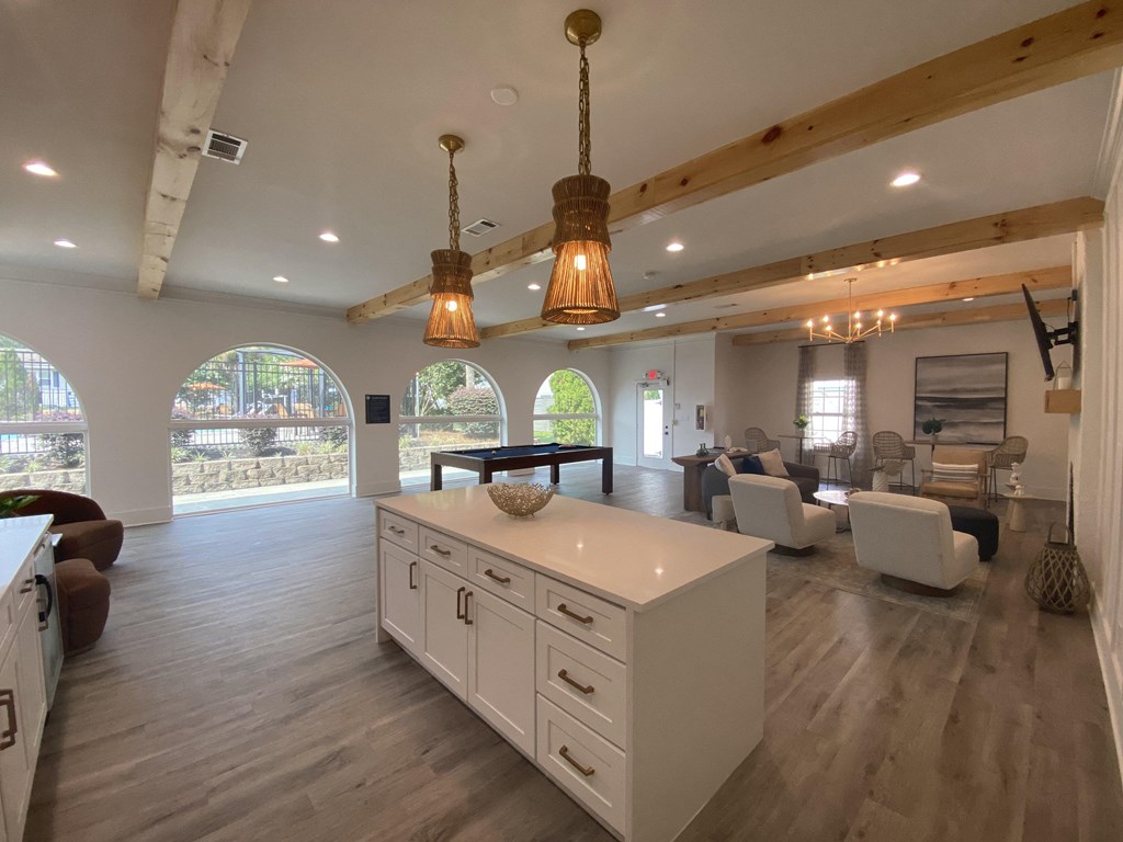 a view of the great room from the kitchen at Crescent Place Apartments, Savannah, 31419
