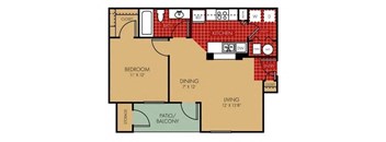 Carlyle 1 Bed 1 Bath Floor Plan at Elevate on Main, Granger, IN