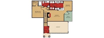 One Bed One Bath Floor Plan at Elevate on Main, Indiana, 46530