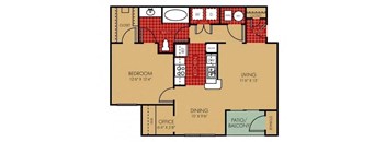 One Bedroom One Bath Floor Plan at Elevate on Main, Granger