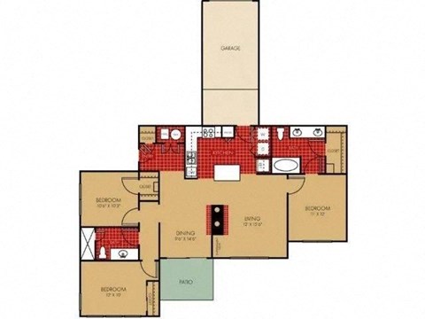 Usonian II Three Bed Two Bath Floor Plan at Elevate on Main, Indiana