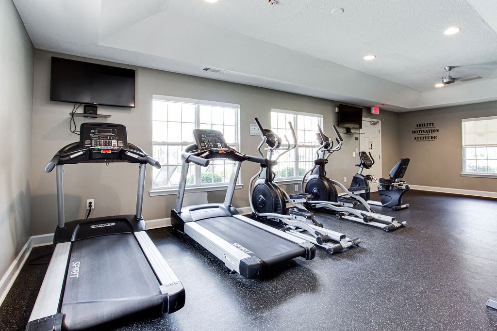 the gym at the at the boulevard apartments in at Indigo Apartments Gainesville, Gainesville Georgia