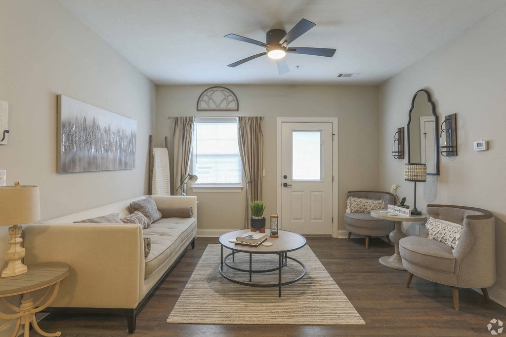 Luxurious furnished living room at Highland Hills Apartments in Grovetown, Georgia