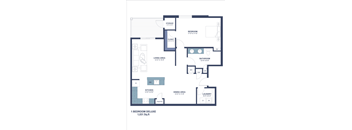 A floor plan of a 1 bedroom deluxe apartment, totaling 1,031 square feet.