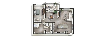 1 bed 1 bath Paris Floor Plan at Century Belmont Station, Louisville