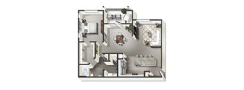 1 bed 1 bath A Tokyo Floor Plan at Century Belmont Station, Louisville, KY, 40243