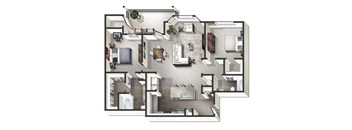 2 bed 2 bathroom A London Floor Plan at Century Belmont Station, Louisville, KY
