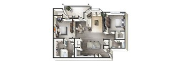 2 bed 2 bathroom Vancouver Floor Plan at Century Belmont Station, Kentucky