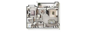 1 bed 1 bath Barcelona Floor Plan at Century Belmont Station, Louisville, Kentucky