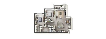2 bed 1 bathroom Rome Floor Plan at Century Belmont Station, Louisville, Kentucky