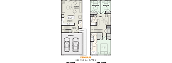 A floor plan of a Kenmare sized home with 3 bedrooms and a garage.