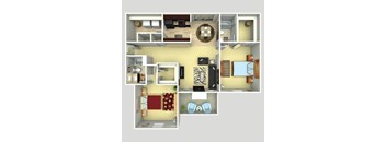 2 Bedroom 2 Bathroom Floor Plan at Magnolia Place at Stockbridge Apartments, Stockbridge, GA