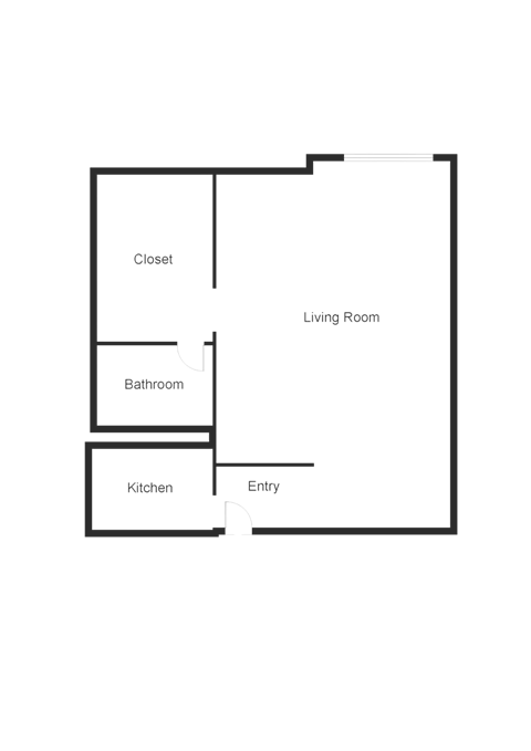 Studio 1 bath floor plan B at Crest on Peachtree Apartments, Atlanta