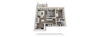 2 bed 1 bath B1 Floor Plan at Latitude at South Portland Apartment, Maine, 04106