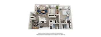 Twin Springs Apartments, Norcross Georgia, A2 3D floorplan