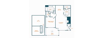 a floor plan of a two story house with a garage and a balcony  at Lex at Brier Creek, North Carolina