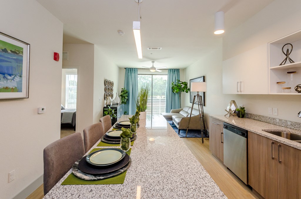 Living Area With Kitchen at Lofts at South Lake, Florida