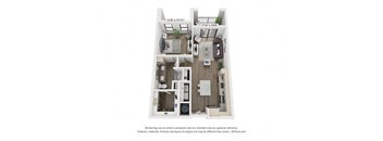 1 bedroom 1 bathroom Barcelona Floor Plan at Century West Pryor, Lee's Summit, MO, 64081