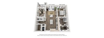 1 bedroom 1.5 bathroom  Sydney Floor Plan at Century West Pryor, Lee's Summit, 64081