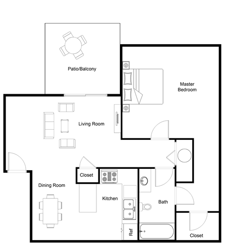 a floor plan of a house with two bedrooms and two bathrooms at Summit East Ridge, East Ridge, TN